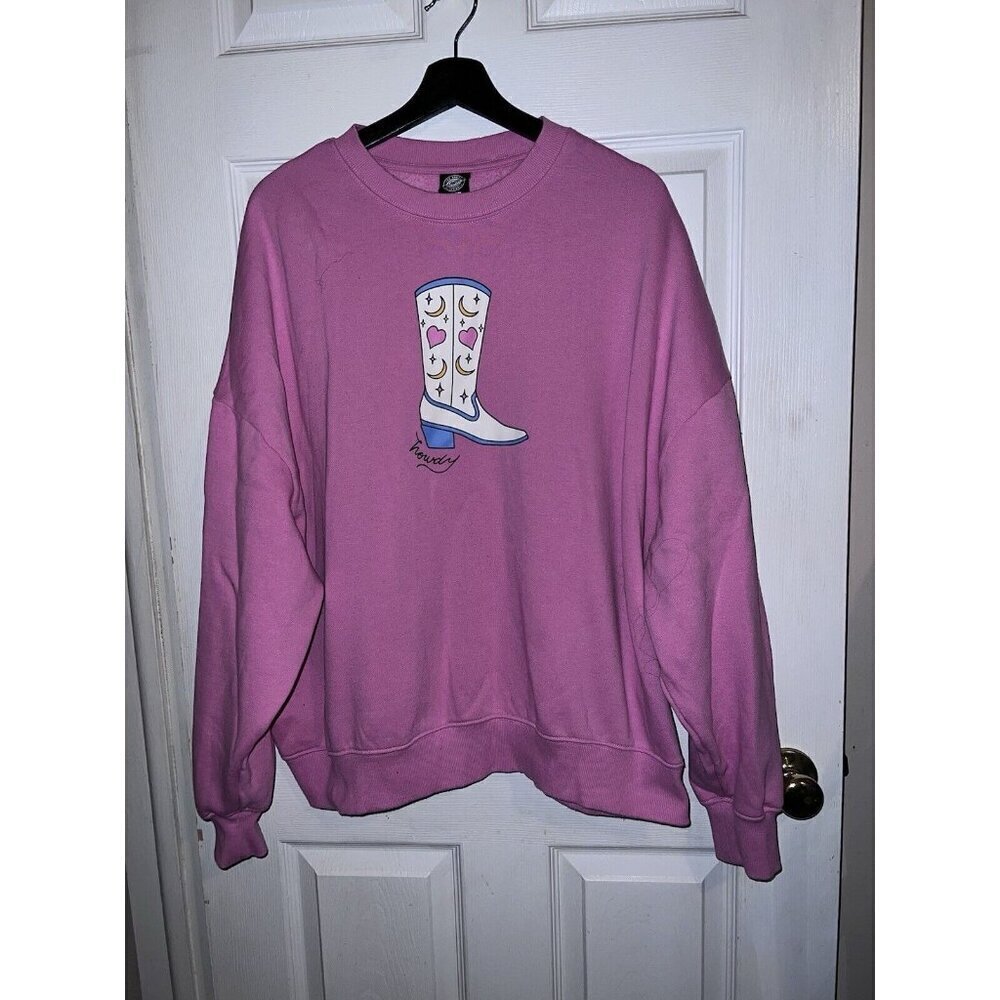 PACSUN Howdy Oversized Sweatshirt Pink Graphic Print One Size - Picture 5 of 13